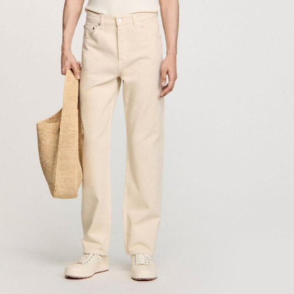 NWT SANDRO BEIGE STRAIGHT LEG JEANS - 32 - Picture 1 of 13